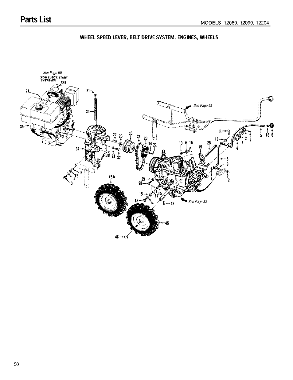 Parts list | Troy-Bilt 12090 User Manual | Page 50 / 64
