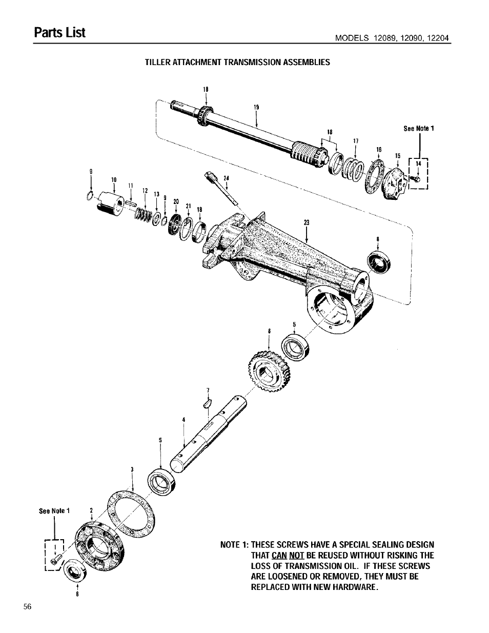 Parts list | Troy-Bilt 12090 User Manual | Page 56 / 64