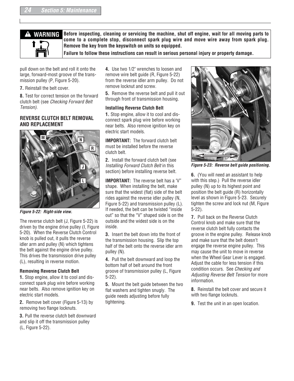 Warning | Troy-Bilt E666M-Pony User Manual | Page 24 / 40