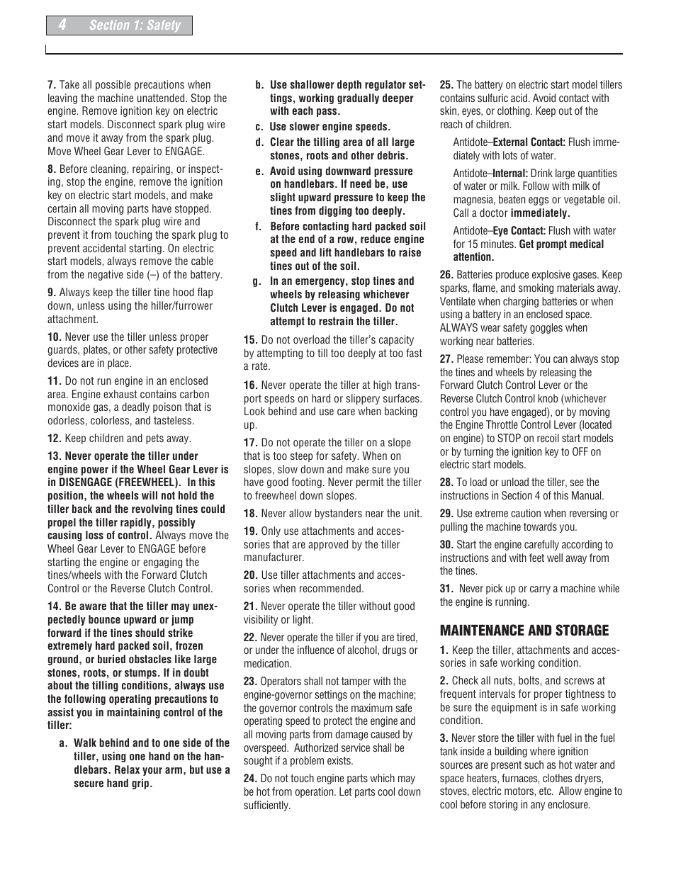 Maintenance and storage | Troy-Bilt E666M-Pony User Manual | Page 4 / 40