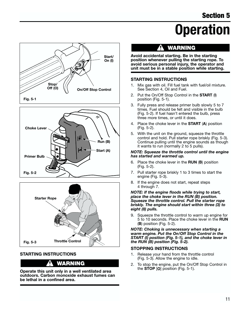 Operation | Troy-Bilt TB3000 User Manual | Page 11 / 22