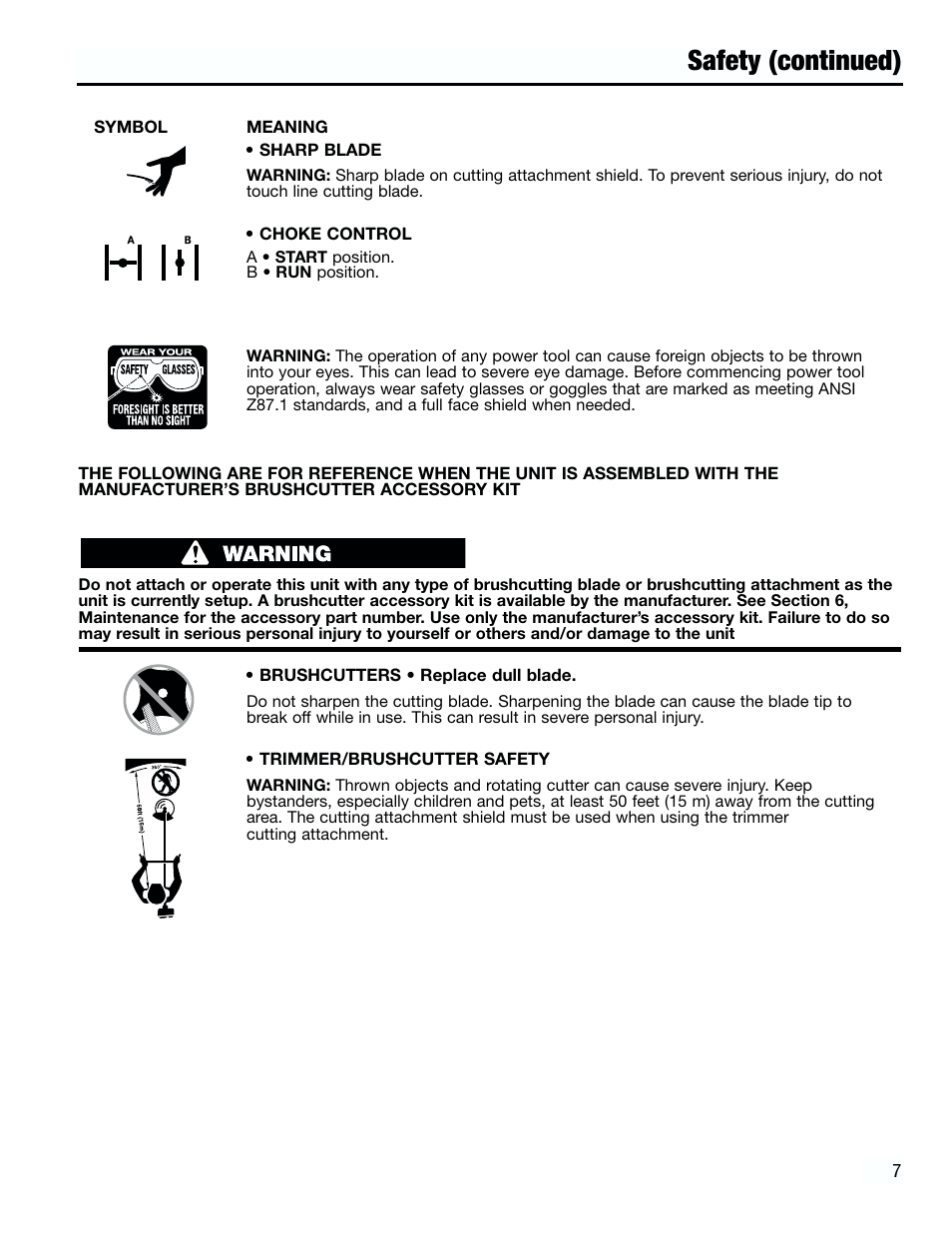 Safety (continued) | Troy-Bilt TB3000 User Manual | Page 7 / 22