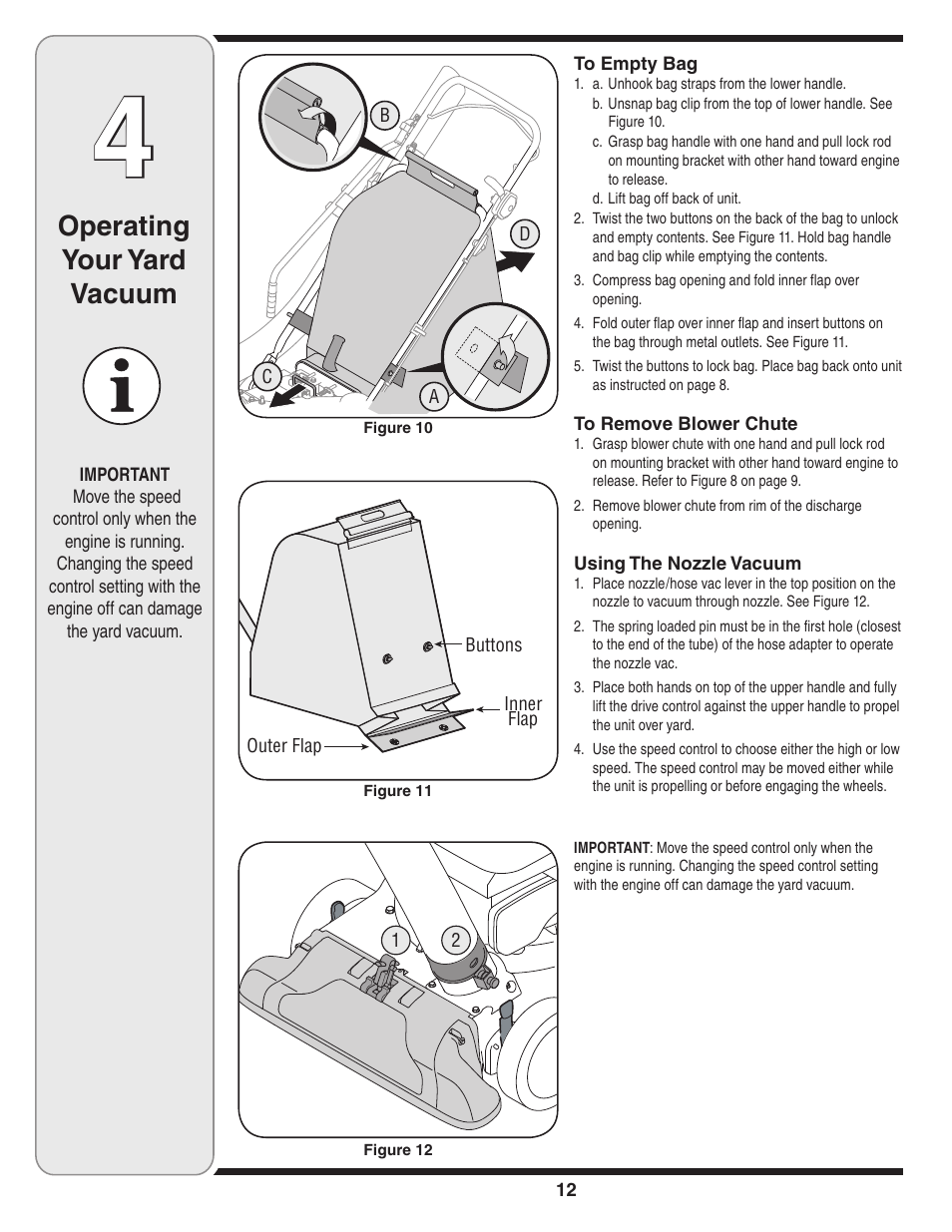 Operating your yard vacuum | Troy-Bilt 24A-070F768 User Manual | Page 12 / 24