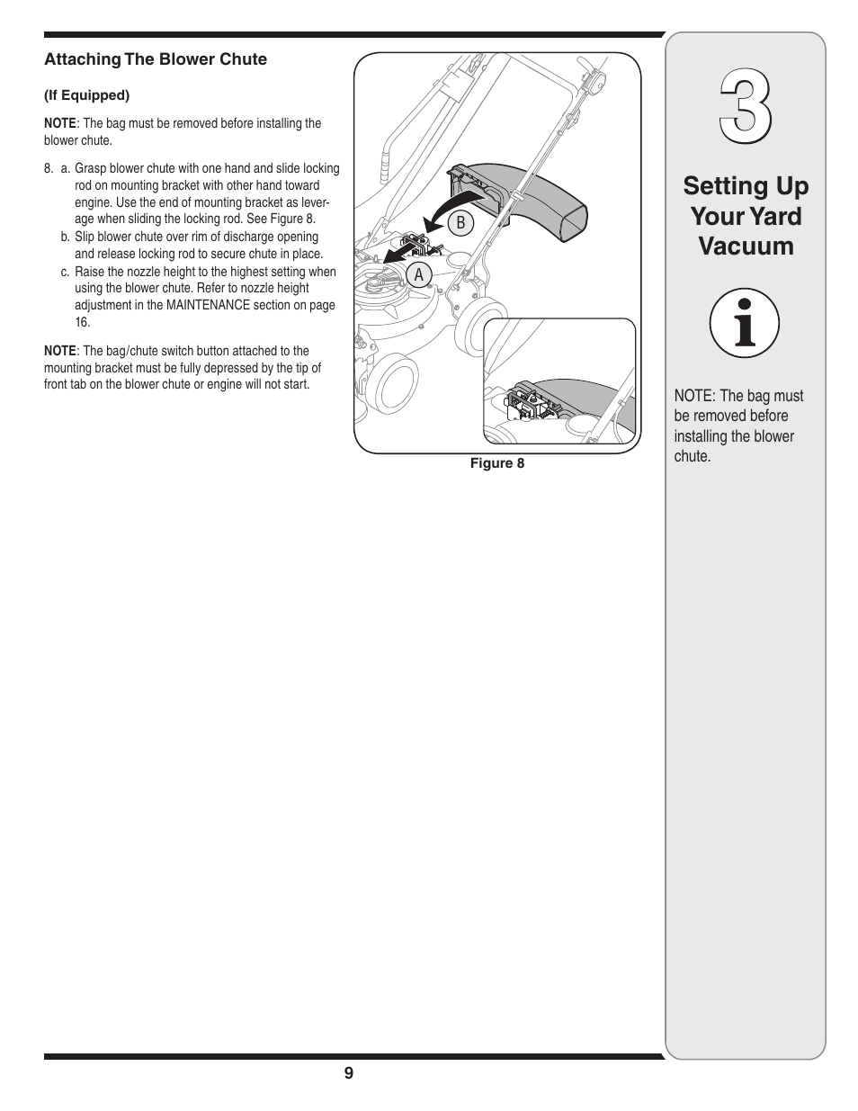 Setting up your yard vacuum | Troy-Bilt 24A-070F768 User Manual | Page 9 / 24