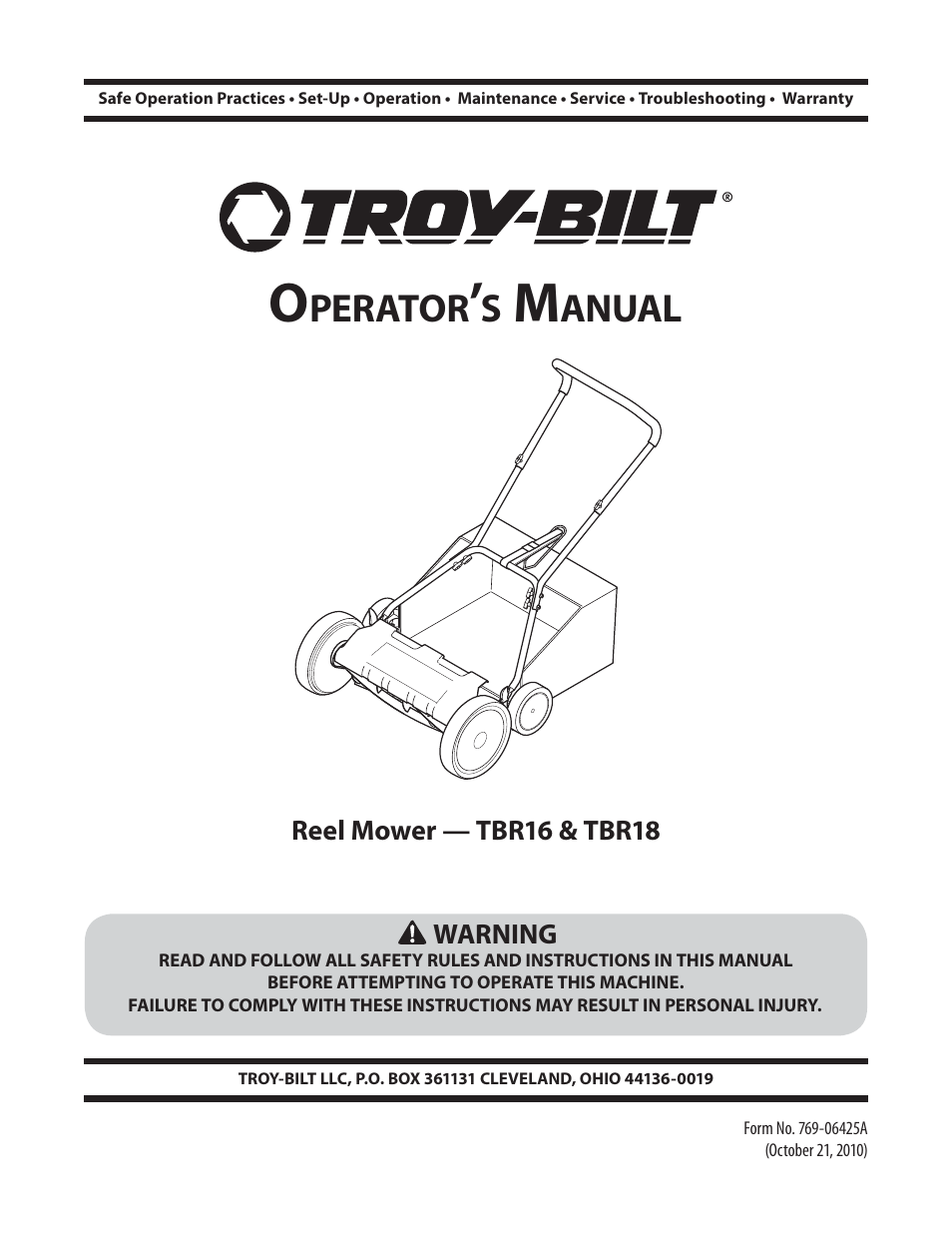Troy-Bilt TBR16 User Manual | 24 pages