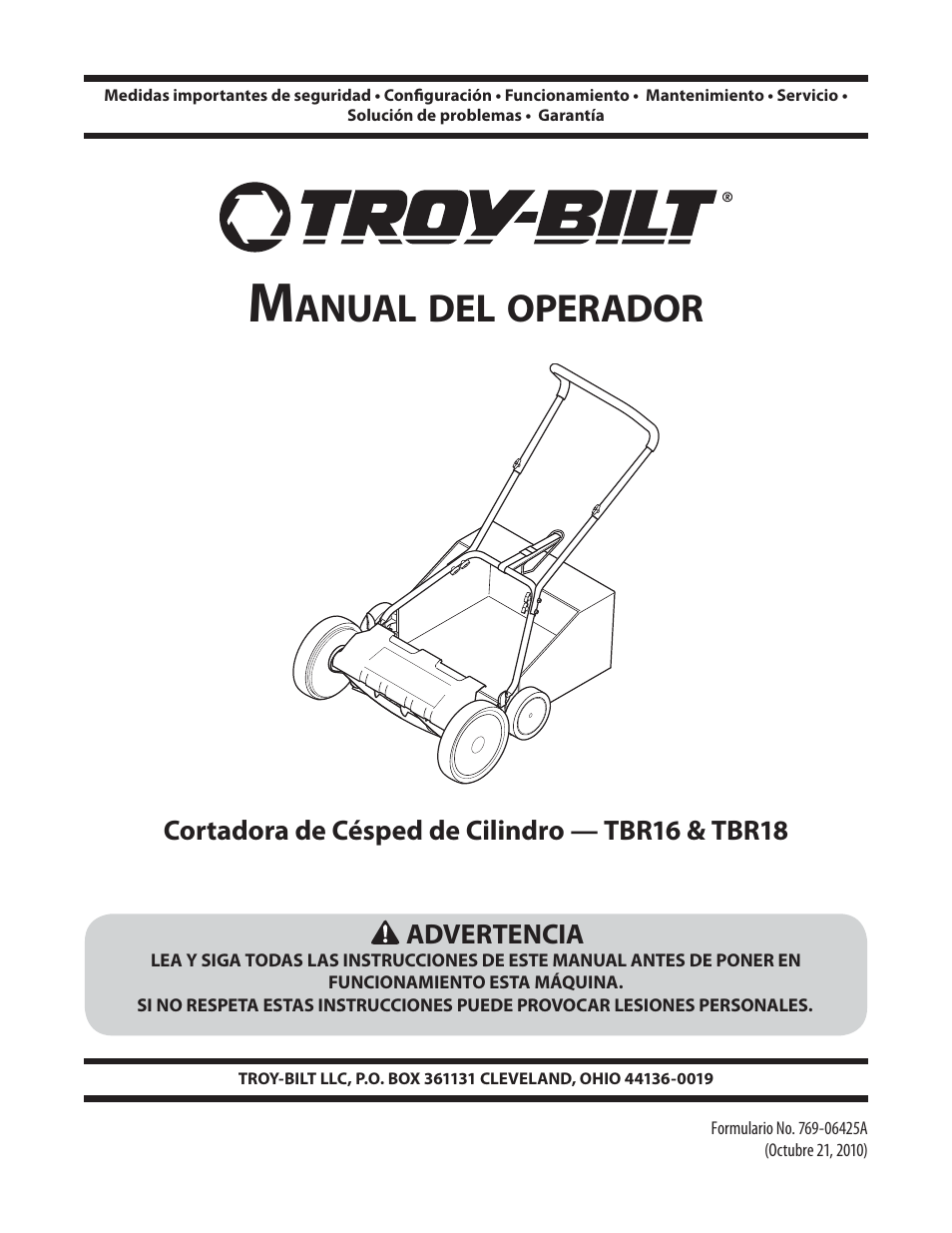 Anual, Operador | Troy-Bilt TBR16 User Manual | Page 13 / 24