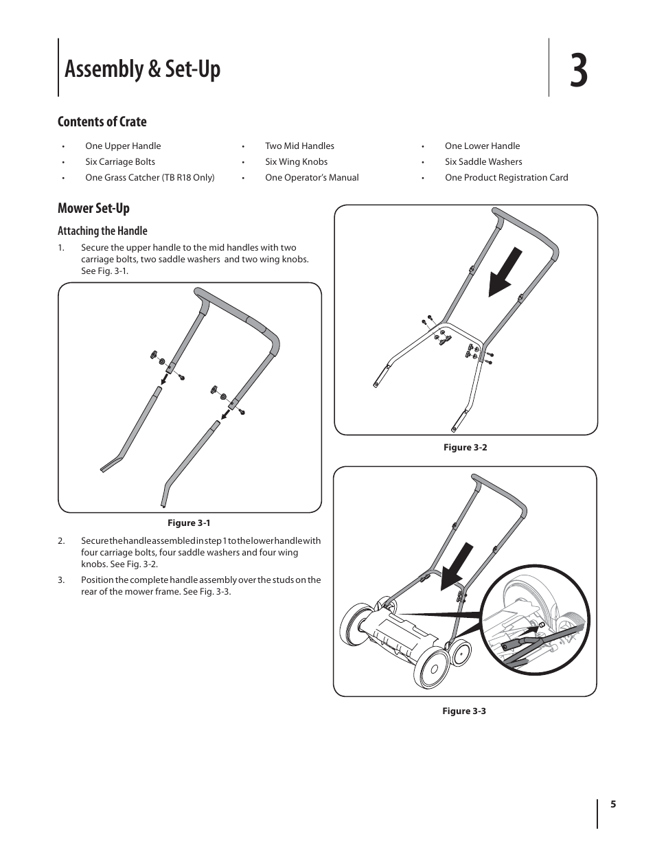 Assembly & set-up, Mower set-up, Contents of crate | Troy-Bilt TBR16 User Manual | Page 5 / 24