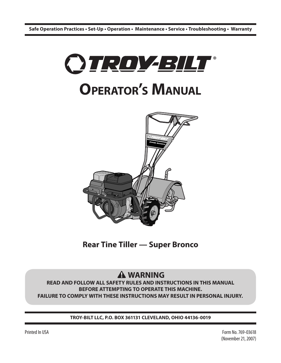 Troy-Bilt 769-03618 User Manual | 48 pages