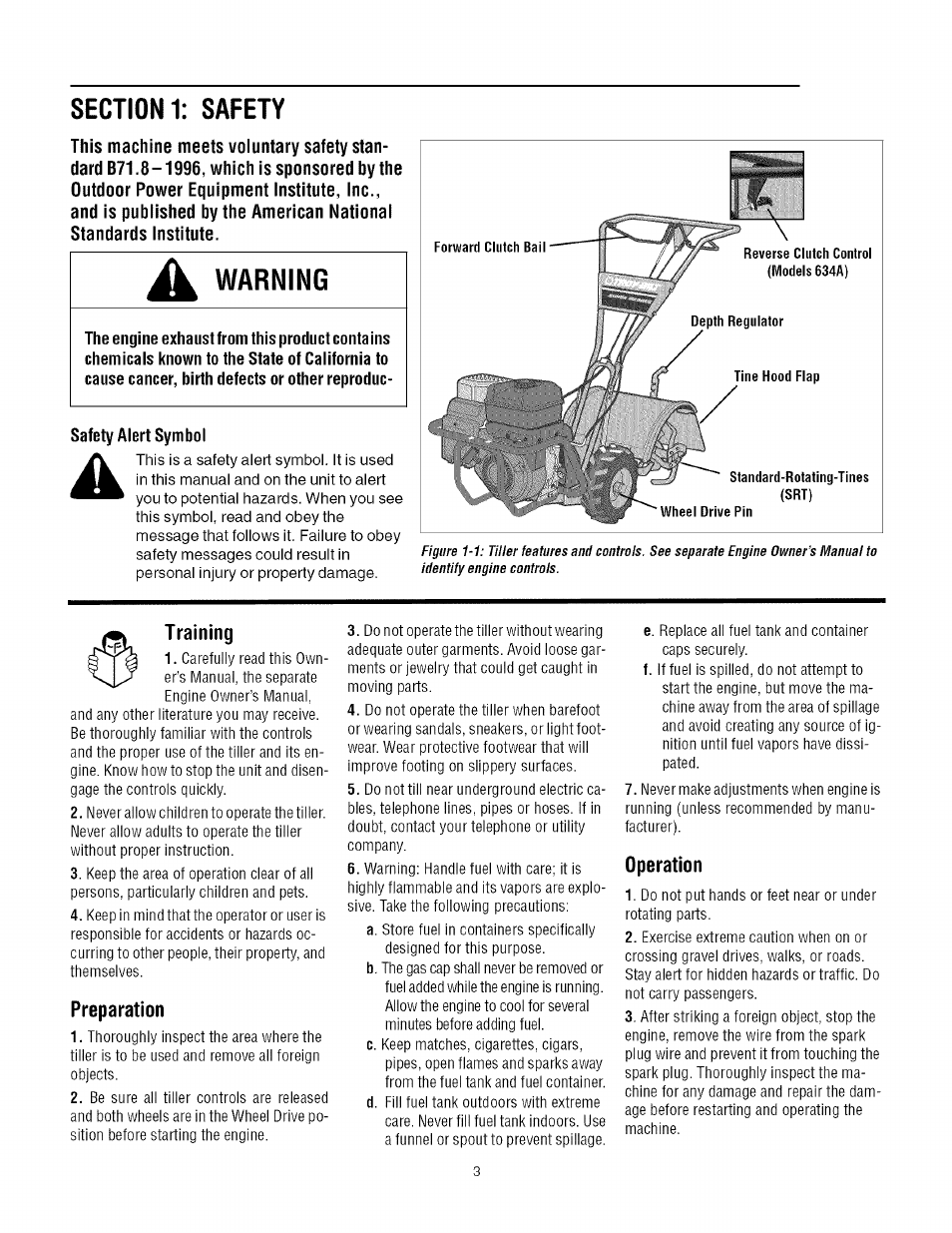 Warning | Troy-Bilt TUFFY 1634A User Manual | Page 3 / 32