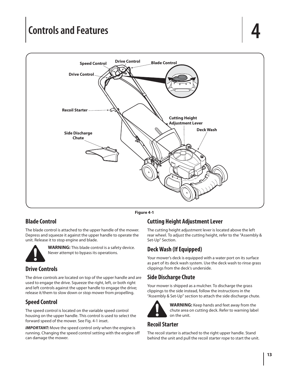 Controls and features | Troy-Bilt TB330 XP User Manual | Page 13 / 44