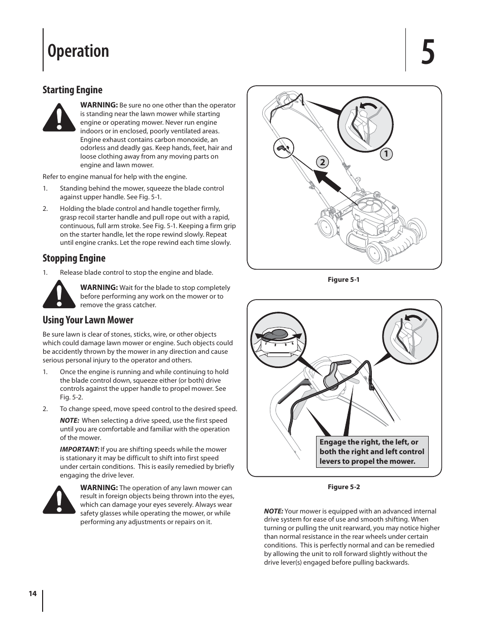 Operation, Starting engine, Stopping engine | Using your lawn mower | Troy-Bilt TB330 XP User Manual | Page 14 / 44