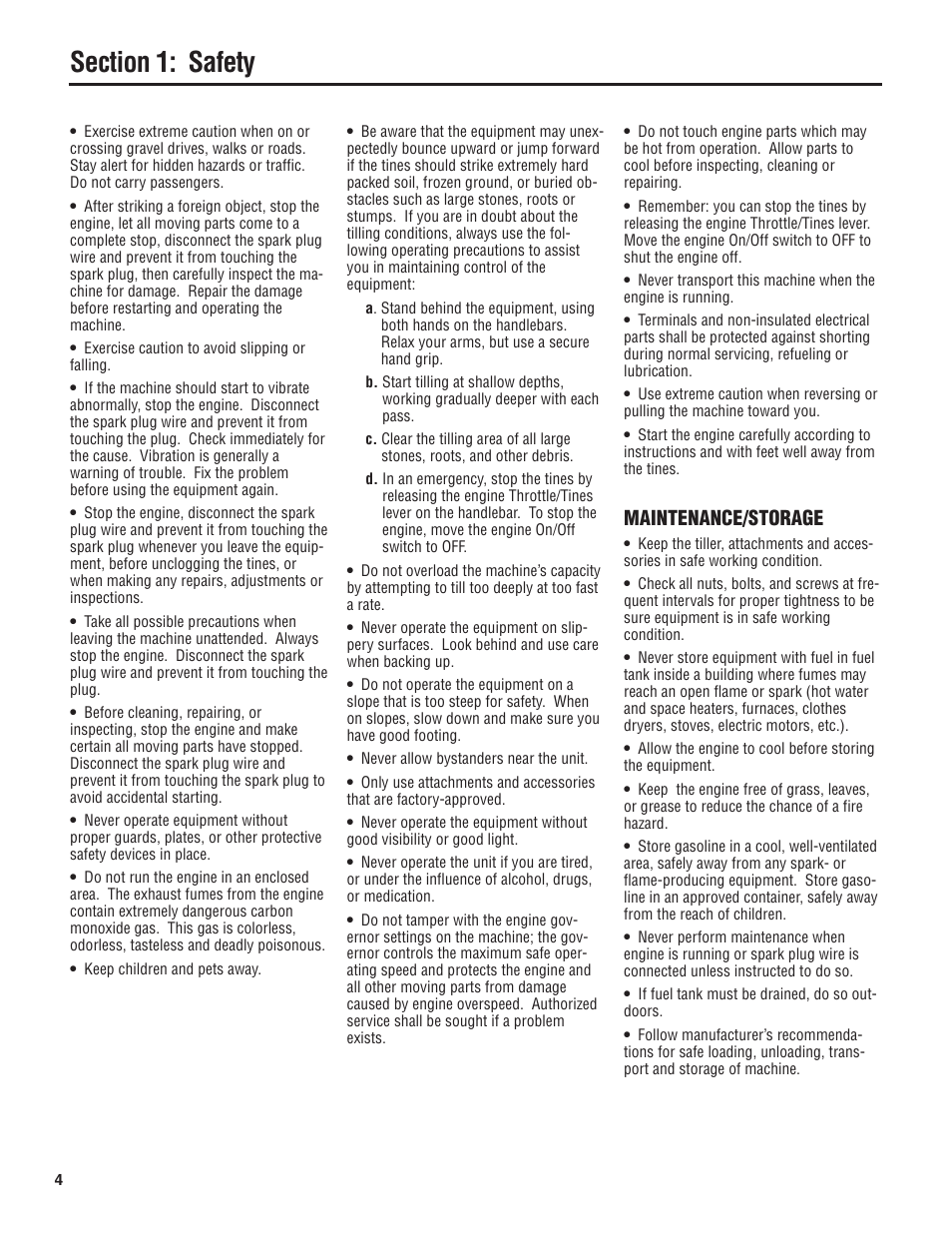 Maintenance/storage | Troy-Bilt 148H User Manual | Page 4 / 16