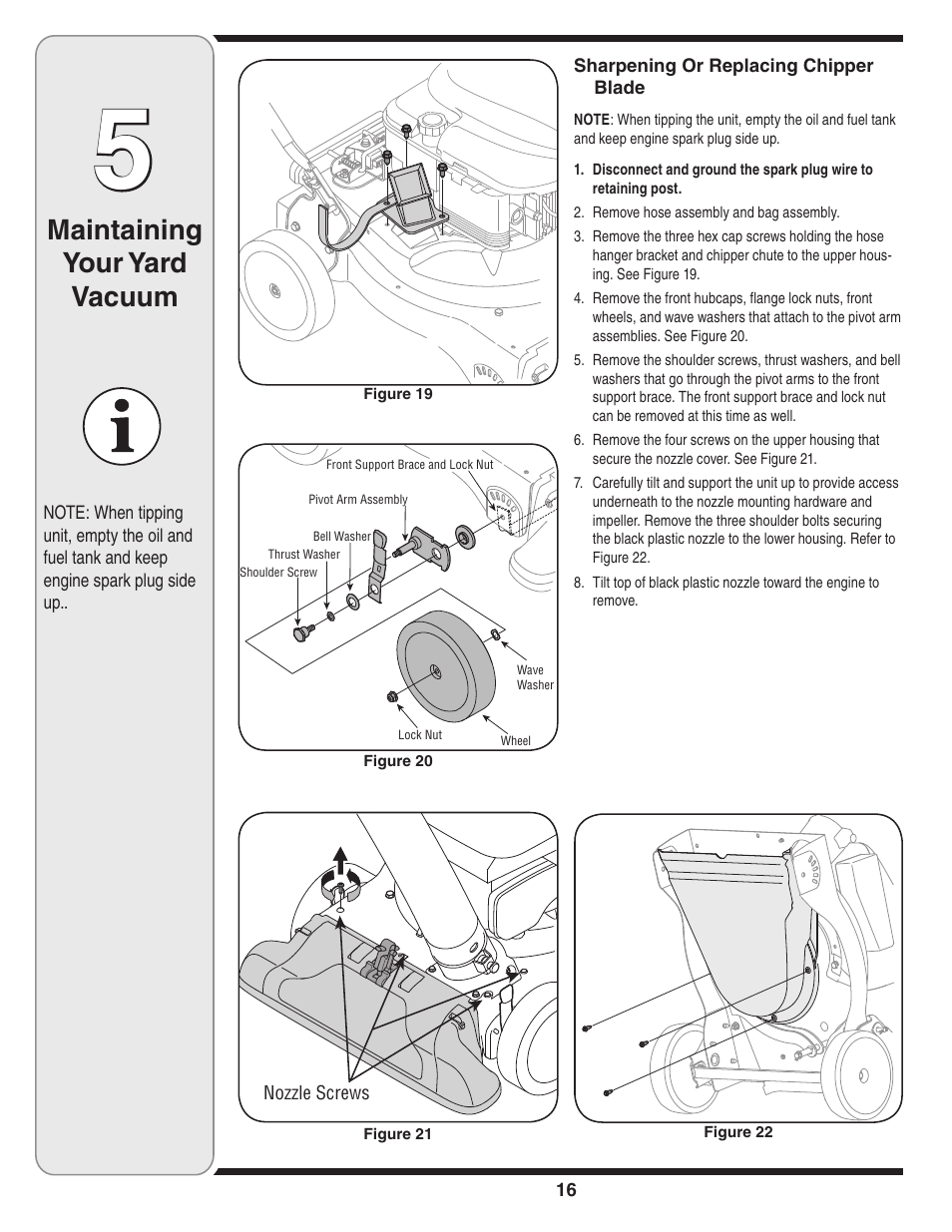 Maintaining your yard vacuum | Troy-Bilt 071 User Manual | Page 16 / 24