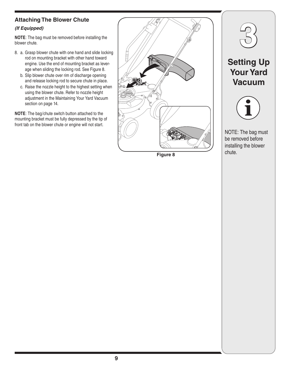Setting up your yard vacuum | Troy-Bilt 071 User Manual | Page 9 / 24