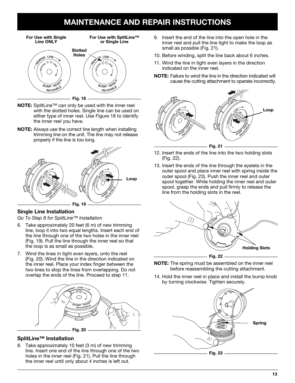 Maintenance and repair instructions | Troy-Bilt TB20DC User Manual | Page 13 / 64