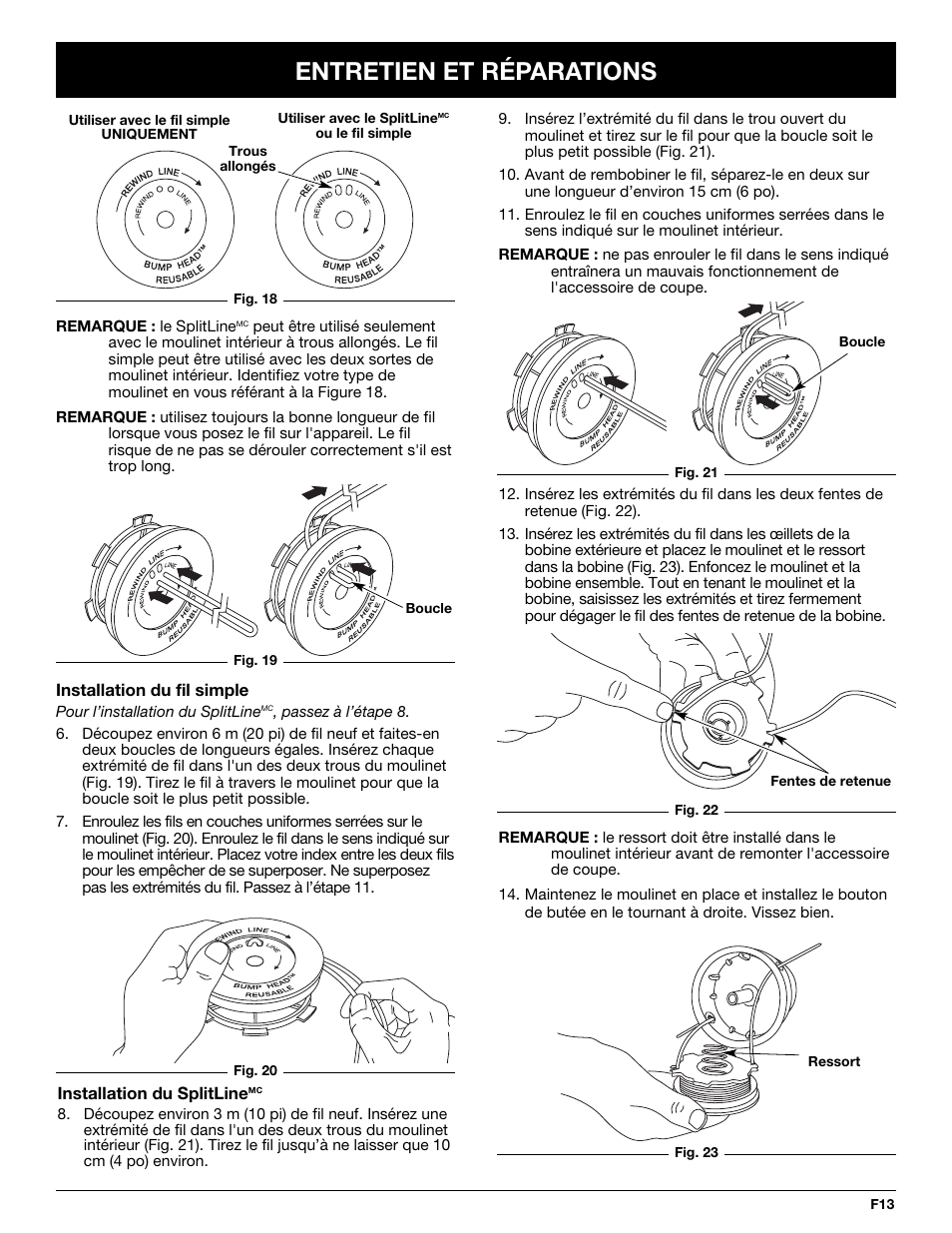 Entretien et réparations | Troy-Bilt TB20DC User Manual | Page 33 / 64