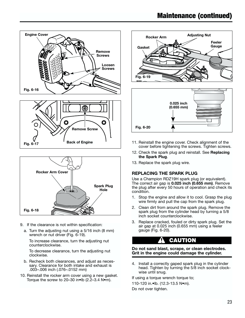 Maintenance (continued) | Troy-Bilt 182826 TB4000 User Manual | Page 23 / 28