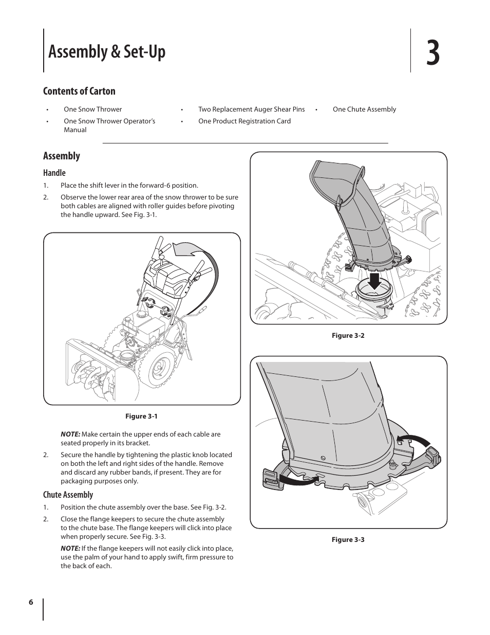 Assembly & set-up, Assembly, Contents of carton | Troy-Bilt 5024 User Manual | Page 6 / 56