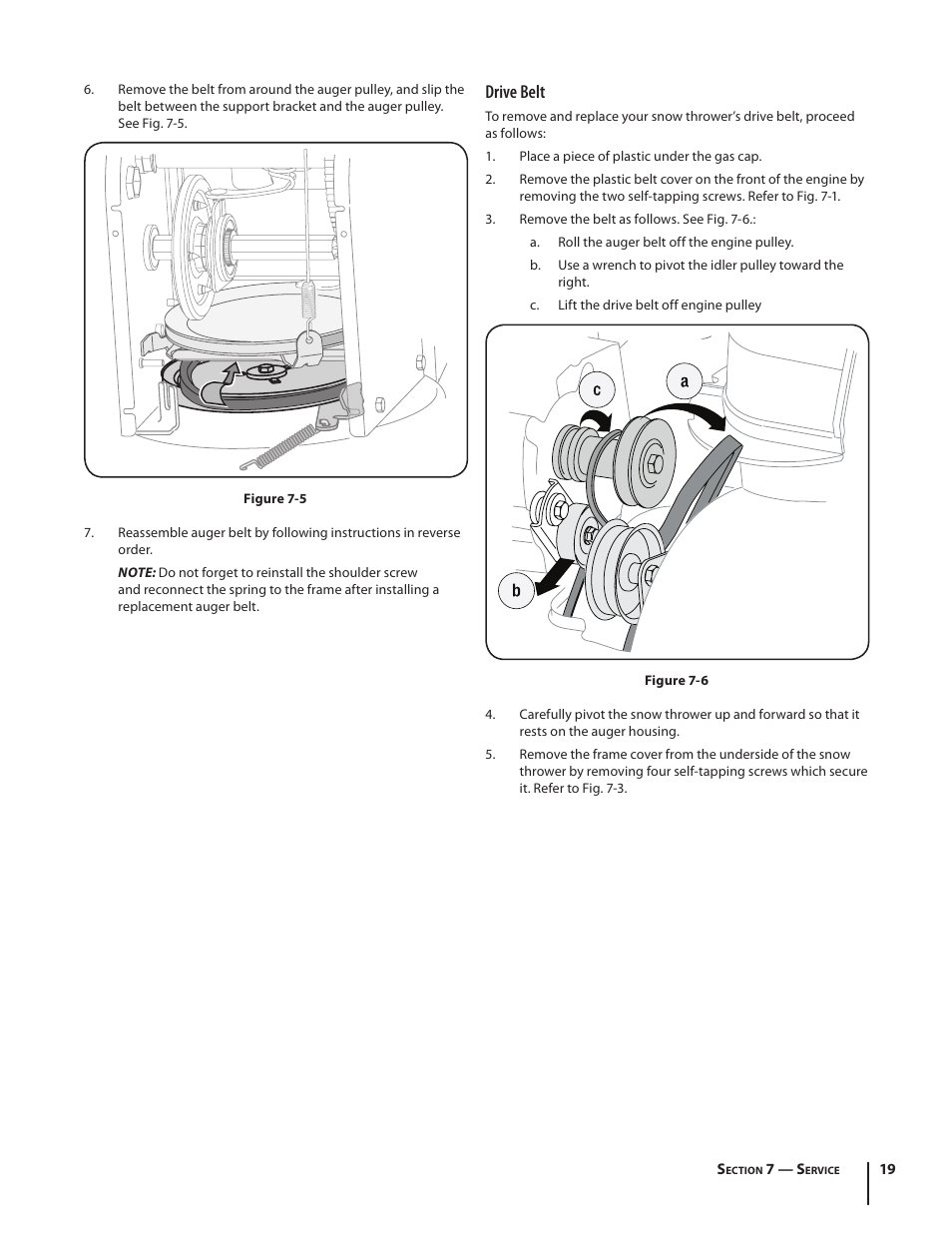 Drive belt | Troy-Bilt Storm 8526 User Manual | Page 19 / 48