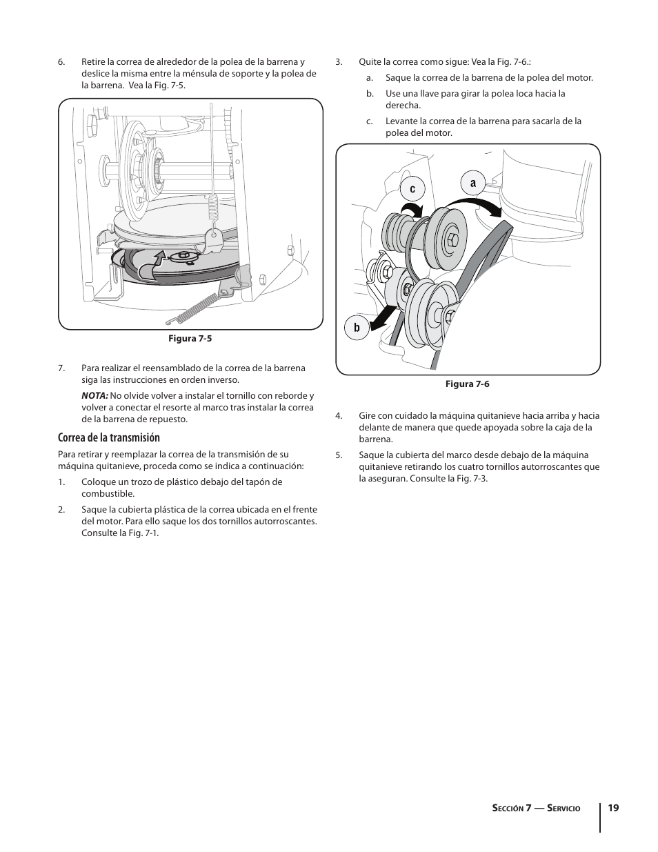 Correa de la transmisión | Troy-Bilt Storm 8526 User Manual | Page 43 / 48