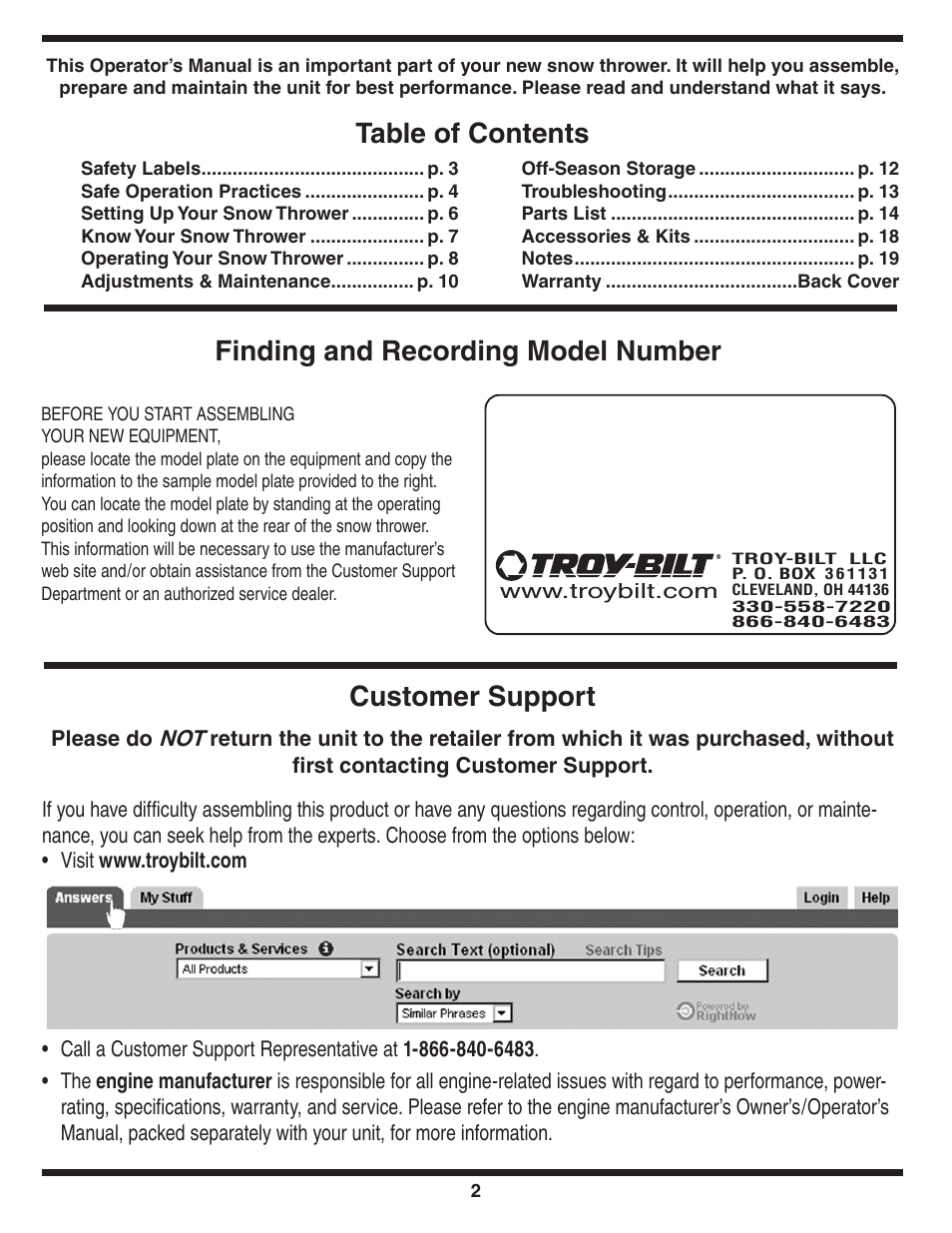 Troy-Bilt 5521 User Manual | Page 2 / 20