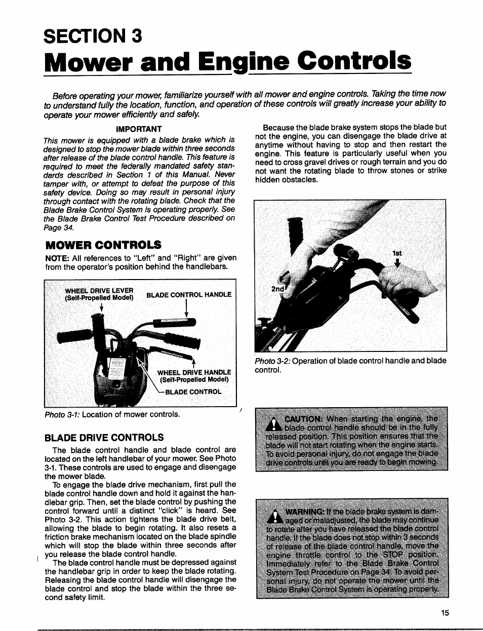 Mower and engine controls, Mower controls, Blade drive controls | Troy-Bilt 1900678 User Manual | Page 17 / 40