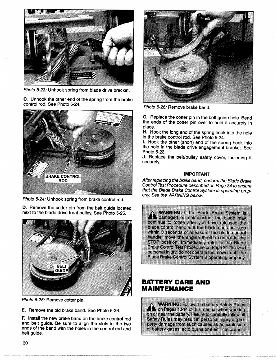 Important, Battery care and maintenance | Troy-Bilt 1900678 User Manual | Page 32 / 40