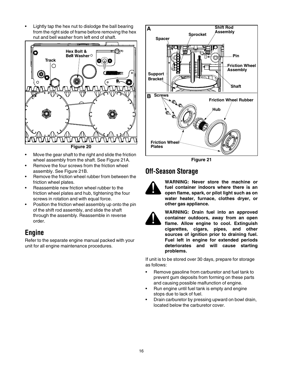 Engine, Off-season storage, Figure 20 | Troy-Bilt 1028 User Manual | Page 16 / 32