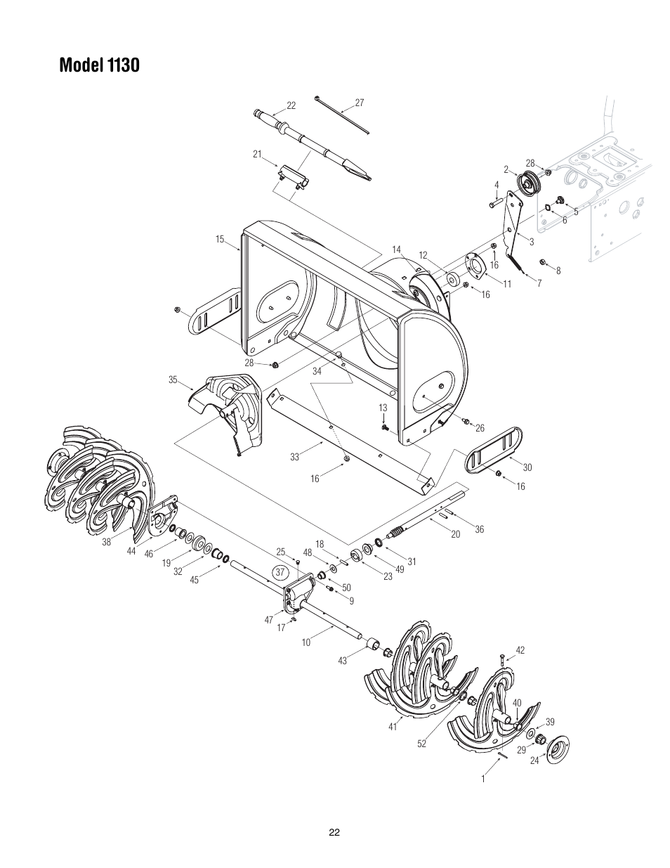 Model 1130 | Troy-Bilt 1028 User Manual | Page 22 / 32