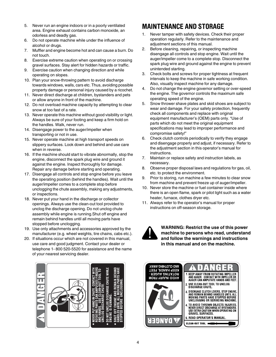 Maintenance and storage | Troy-Bilt 1028 User Manual | Page 4 / 32