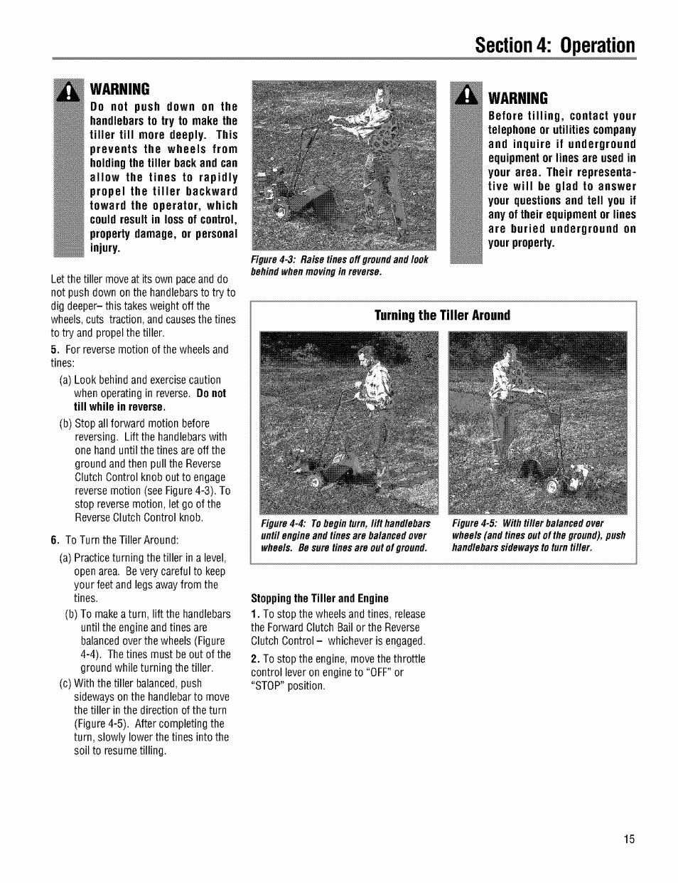 Warning | Troy-Bilt PRO LINE 645AMBRONCO User Manual | Page 15 / 36