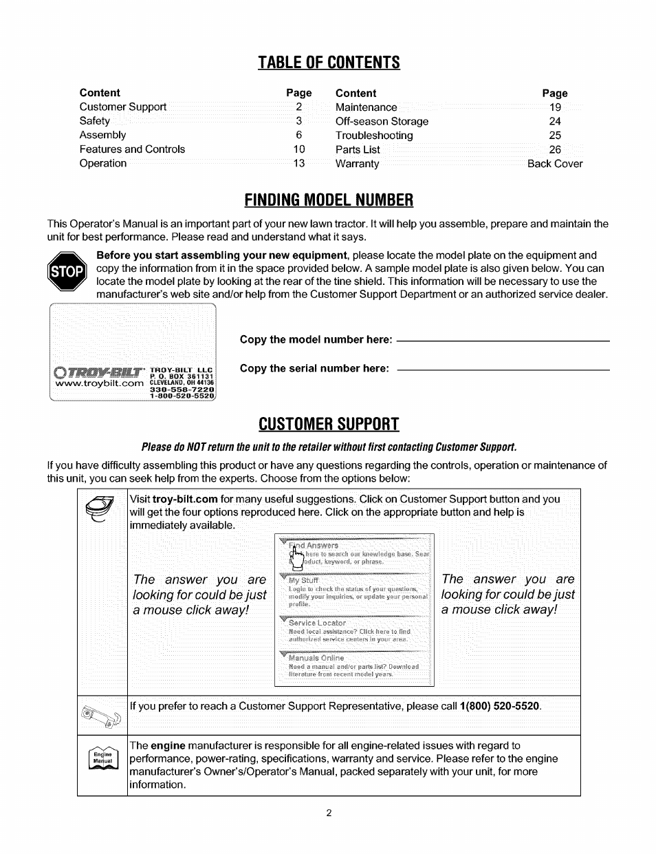 Troy-Bilt PRO LINE 645AMBRONCO User Manual | Page 2 / 36