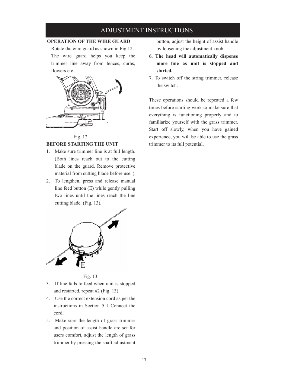 Adjustment instructions | Troy-Bilt TB495 User Manual | Page 13 / 60