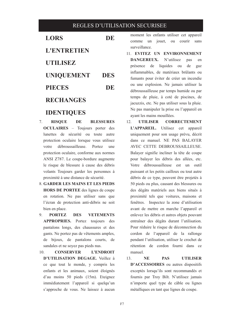 Troy-Bilt TB495 User Manual | Page 27 / 60