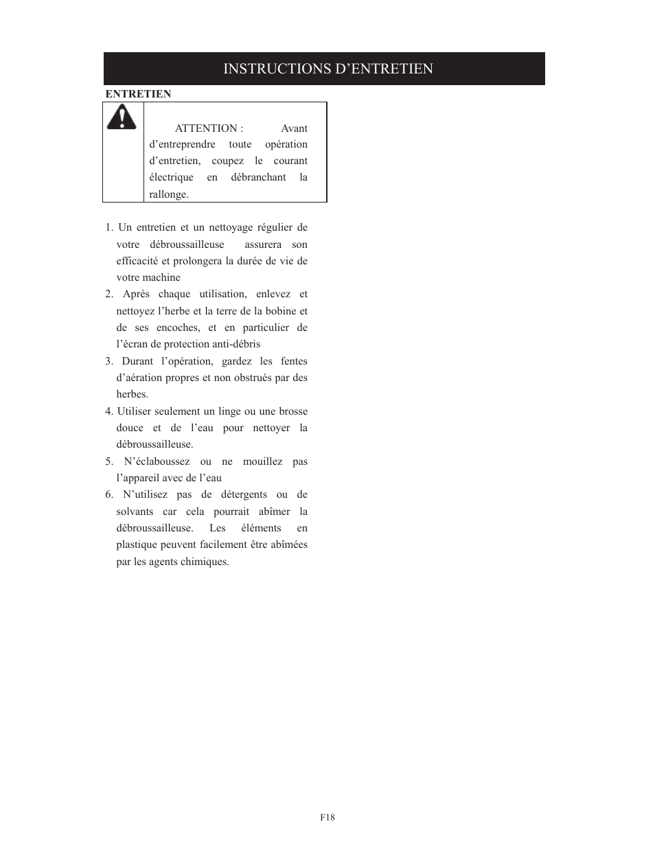 Instructions d’entretien | Troy-Bilt TB495 User Manual | Page 38 / 60