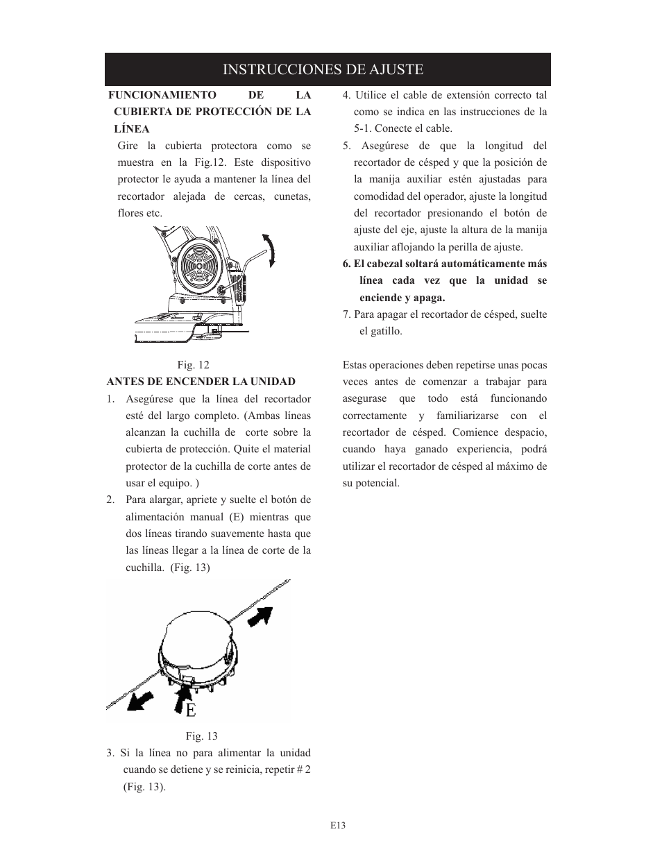Instrucciones de ajuste | Troy-Bilt TB495 User Manual | Page 53 / 60