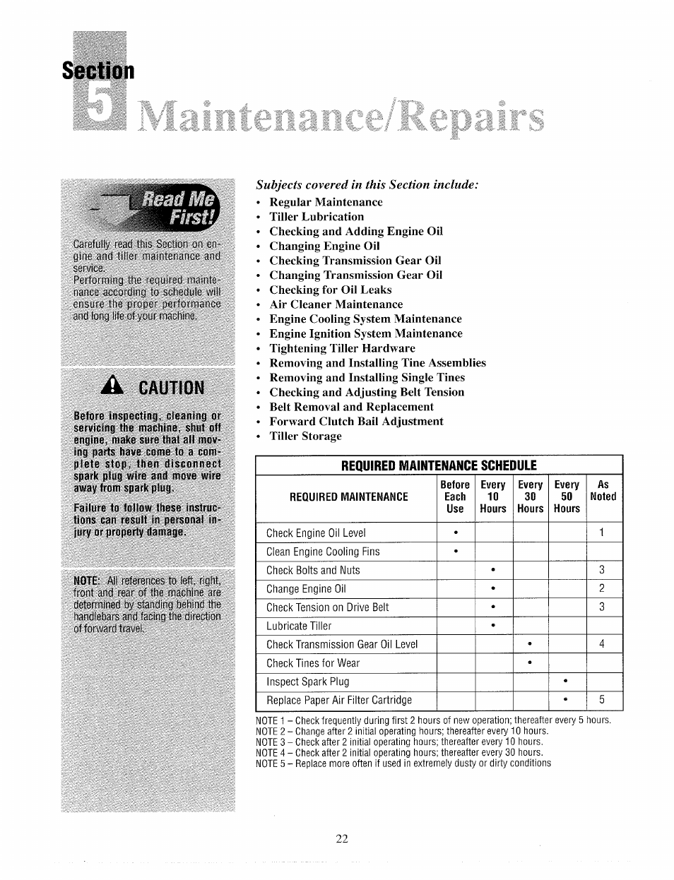 Section, A caution | Troy-Bilt 12065 User Manual | Page 22 / 36