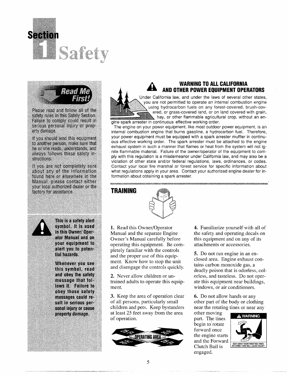 Sectio, Training | Troy-Bilt 12065 User Manual | Page 5 / 36