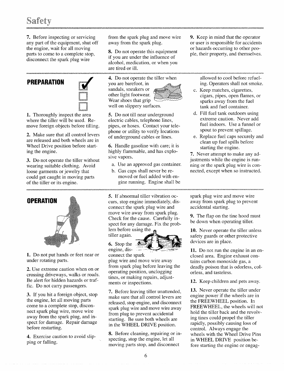 Preparation, Operation | Troy-Bilt 12065 User Manual | Page 6 / 36