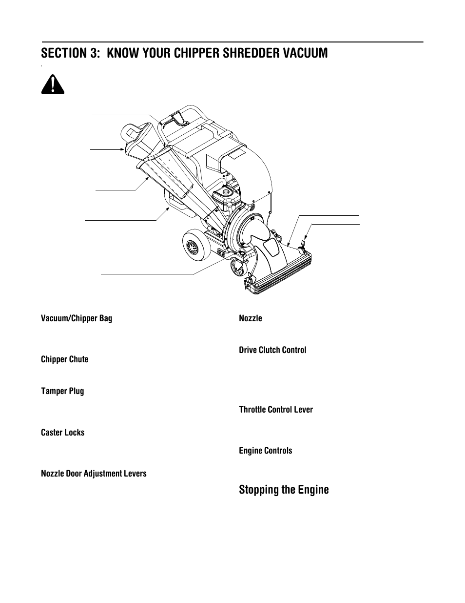 Stopping the engine | Troy-Bilt CSV206 User Manual | Page 7 / 14