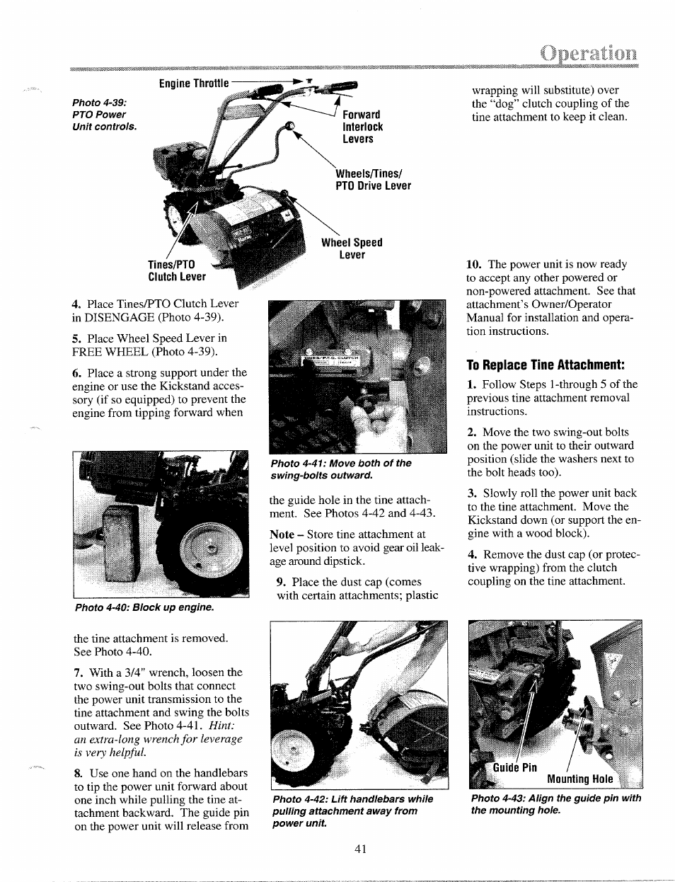 To replace tine attachment | Troy-Bilt 12087 User Manual | Page 41 / 68