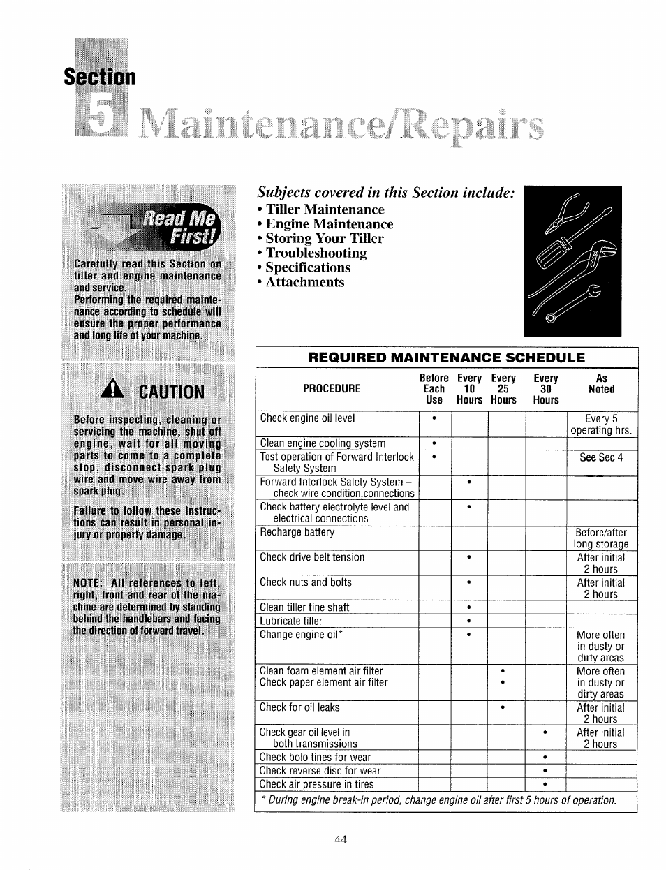 A caution | Troy-Bilt 12087 User Manual | Page 44 / 68