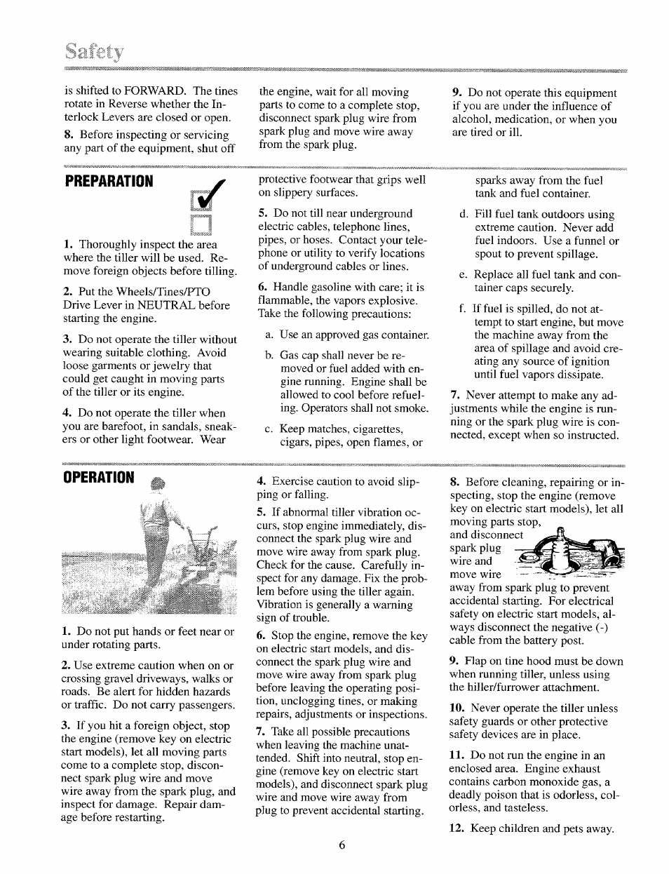 Preparation, Operation | Troy-Bilt 12087 User Manual | Page 6 / 68
