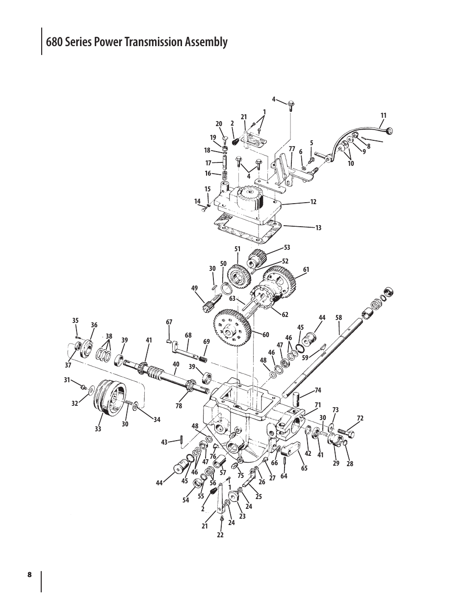 680 series power transmission assembly | Troy-Bilt 680 User Manual | Page 8 / 16