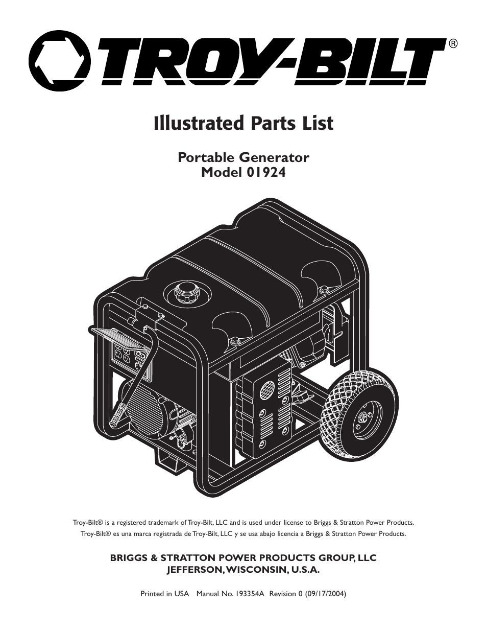 Troy-Bilt 1924 User Manual | 6 pages