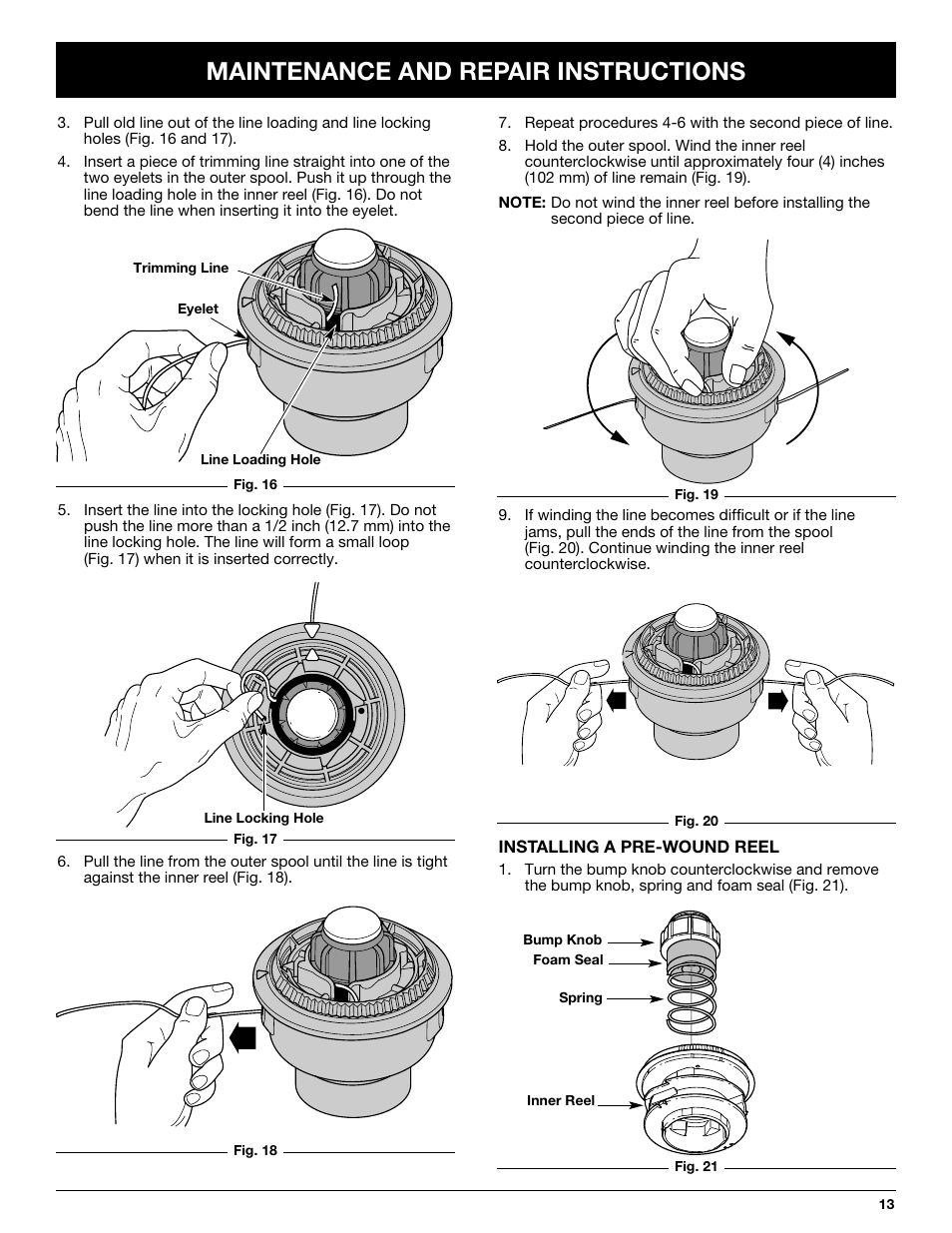 Maintenance and repair instructions | Troy-Bilt TB25CS User Manual | Page 13 / 72