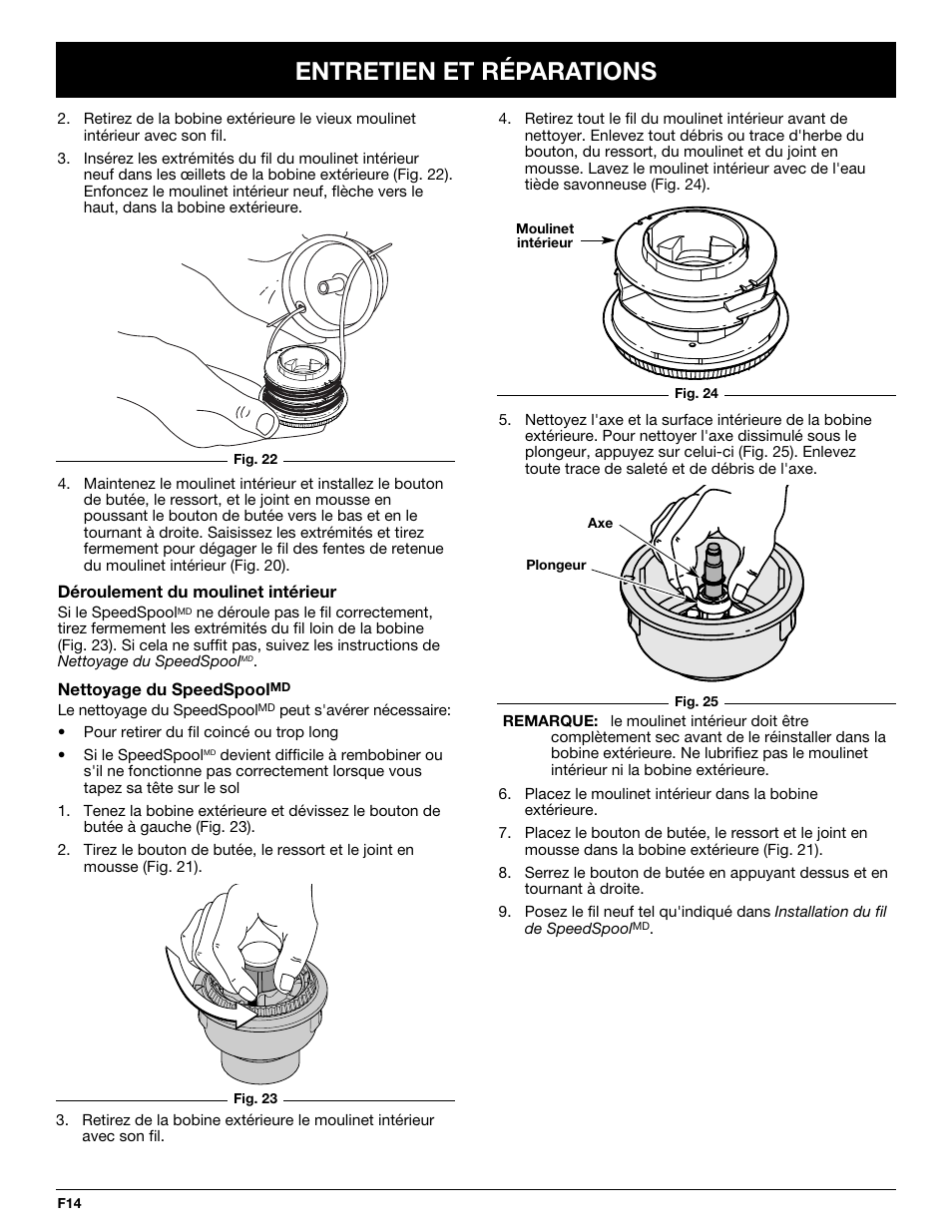 Entretien et réparations | Troy-Bilt TB25CS User Manual | Page 36 / 72