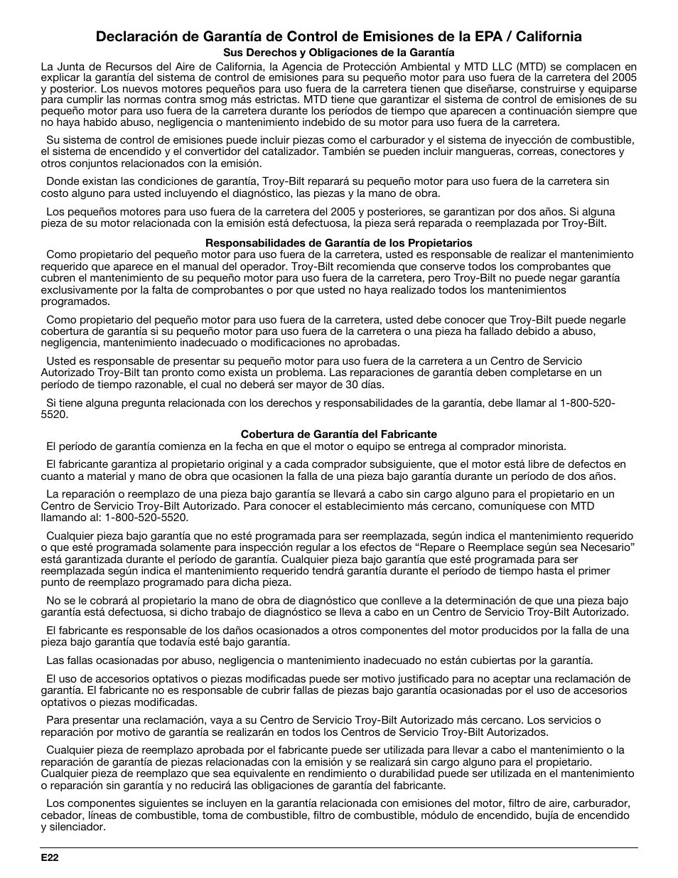 Troy-Bilt TB25CS User Manual | Page 68 / 72