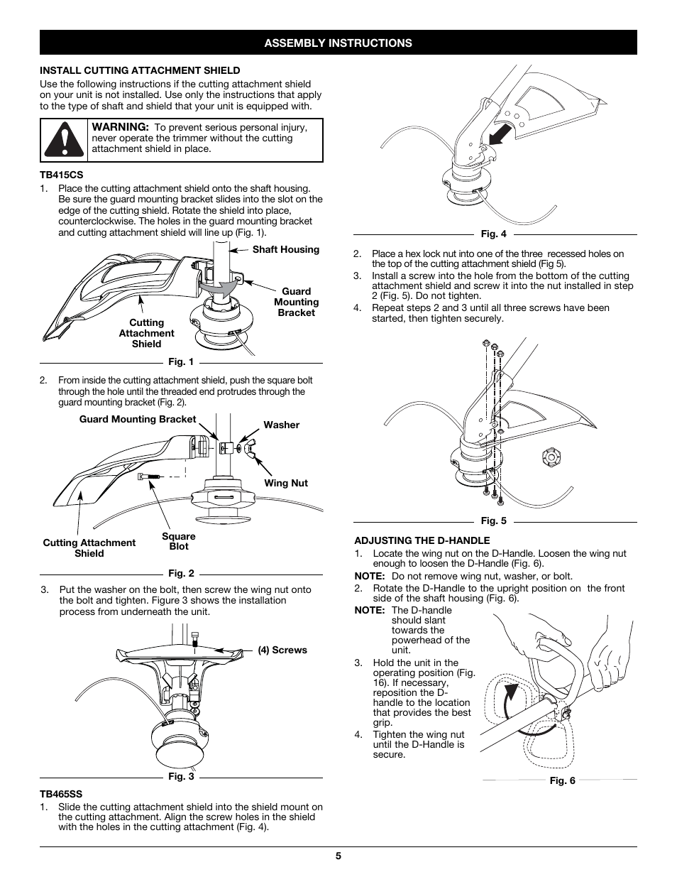 Troy-Bilt PONY TB465SS User Manual | Page 5 / 52