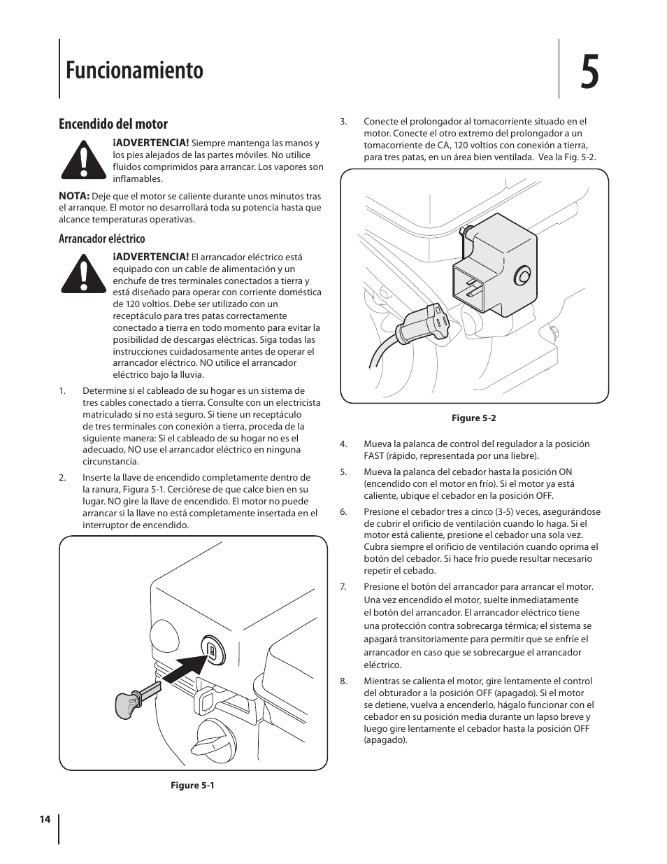 Funcionamiento, Encendido del motor | Troy-Bilt Storm 2410 User Manual | Page 44 / 60